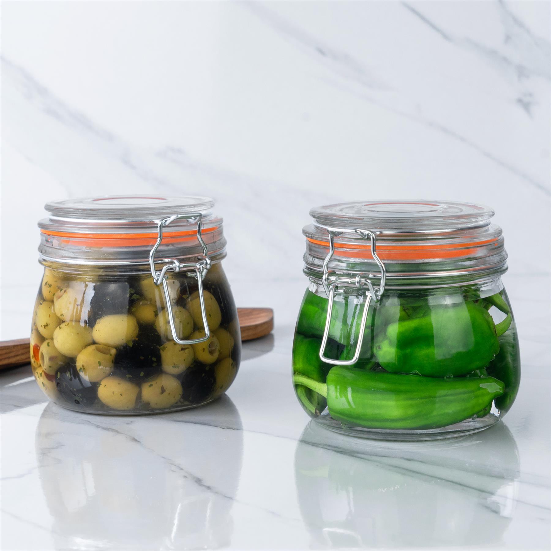 Glass Storage Jar - 500ml - Orange Seal
