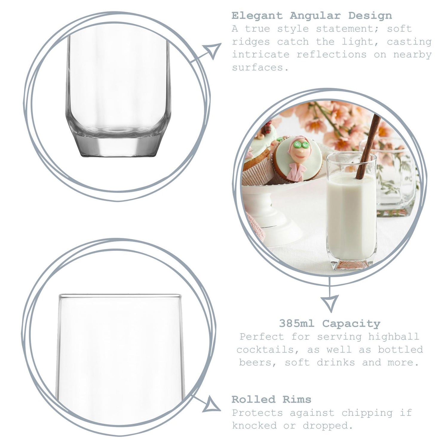 Diamond Highball Glass - 385ml