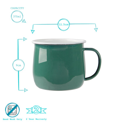 Coloured Enamel Belly Mug - 375ml - Green