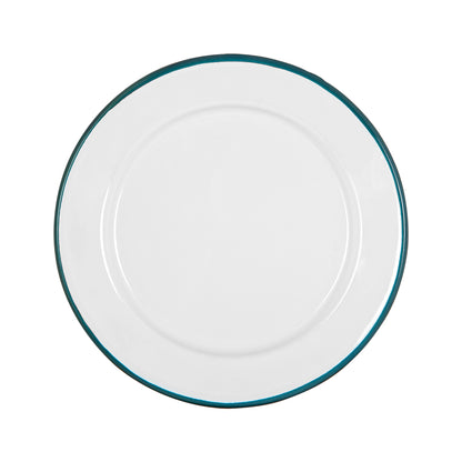 Argon Tableware White Enamel Side Plate - 20cm - Green