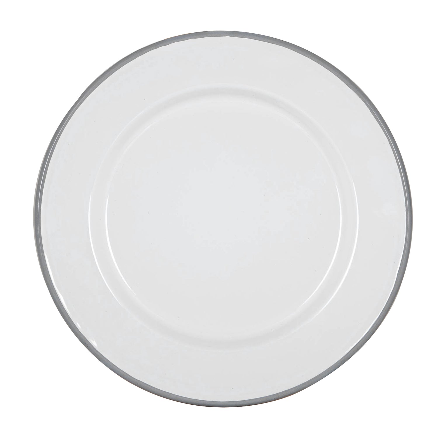Argon Tableware White Enamel Dinner Plate - 25.5cm - Grey