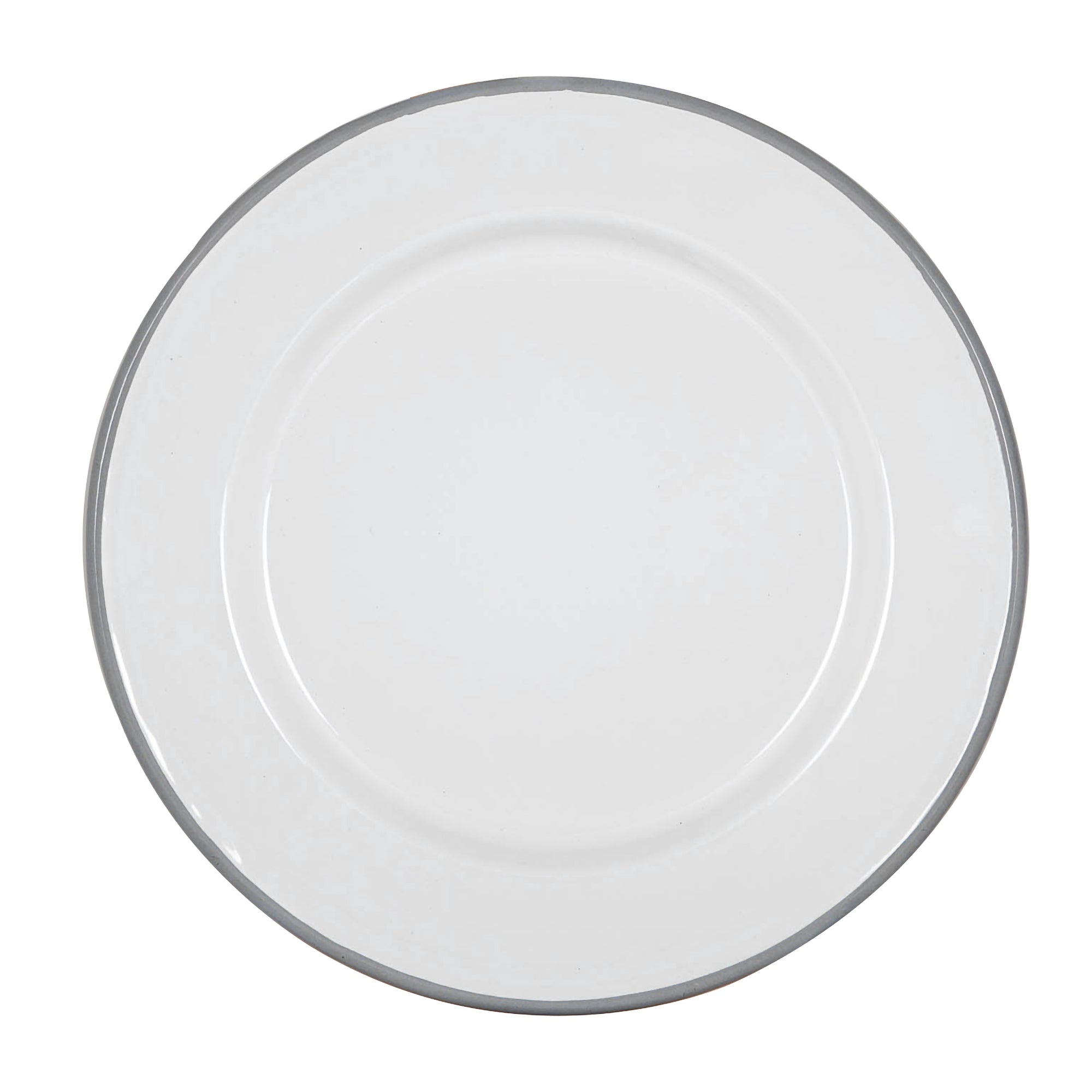 Argon Tableware White Enamel Dinner Plate - 25.5cm - Grey