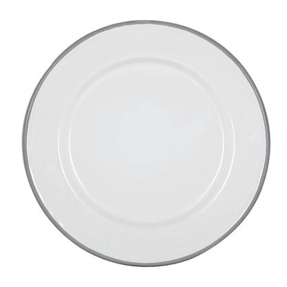Argon Tableware White Enamel Dinner Plate - 25.5cm - Grey