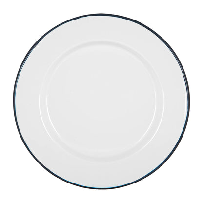Argon Tableware White Enamel Dinner Plate - 25.5cm - Navy