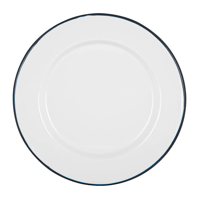 Argon Tableware White Enamel Dinner Plate - 25.5cm - Navy