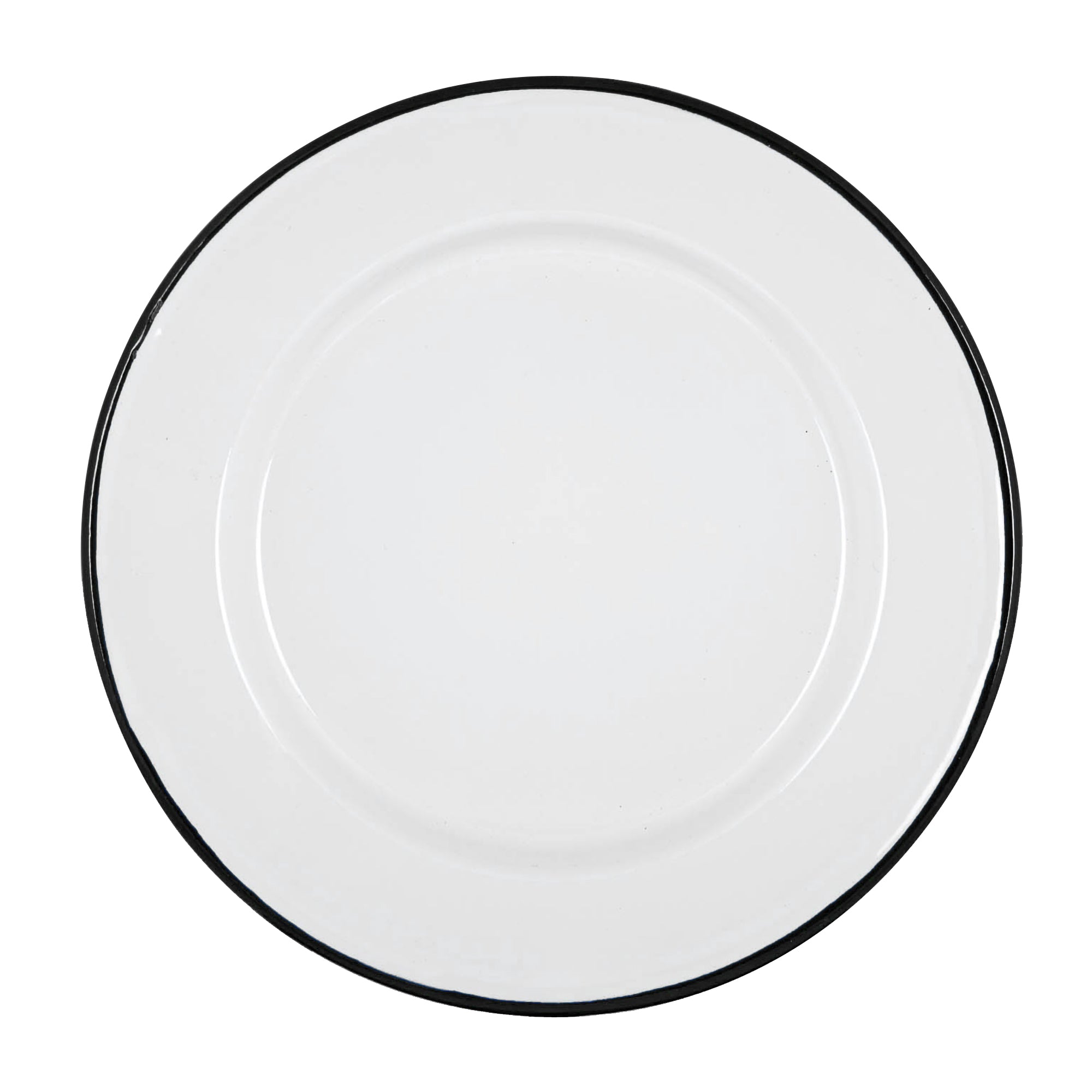 Argon Tableware White Enamel Dinner Plate - 25.5cm - Black