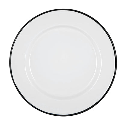 Argon Tableware White Enamel Dinner Plate - 25.5cm - Black