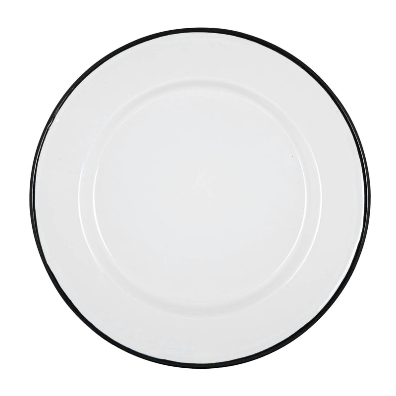 Argon Tableware White Enamel Dinner Plate - 25.5cm - Black