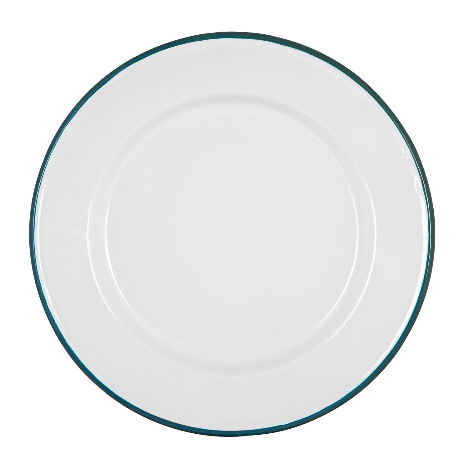 Argon Tableware White Enamel Dinner Plate - 25.5cm - Green