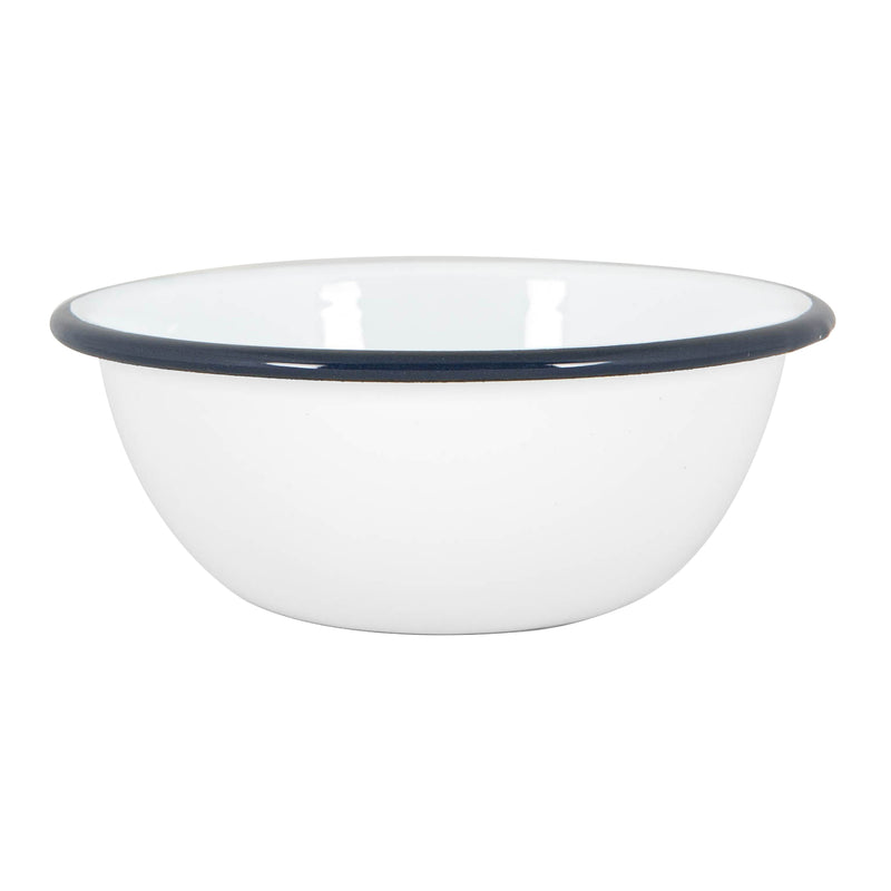 Argon Tableware White Enamel Bowl - 16cm - Navy