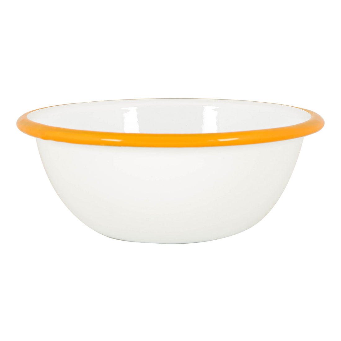 Argon Tableware White Enamel Bowl - 16cm - Yellow