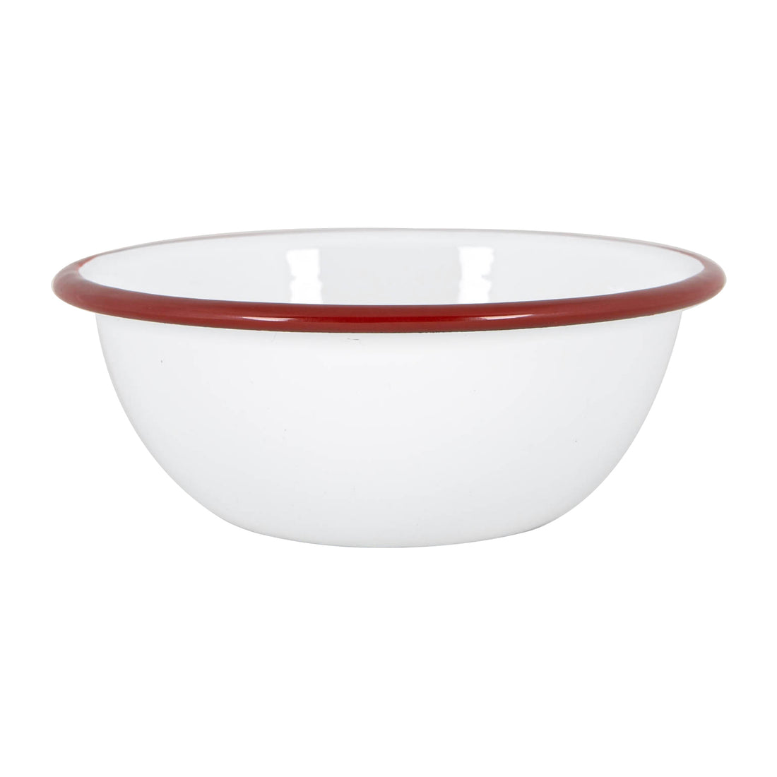 Argon Tableware White Enamel Bowl - 16cm - Red