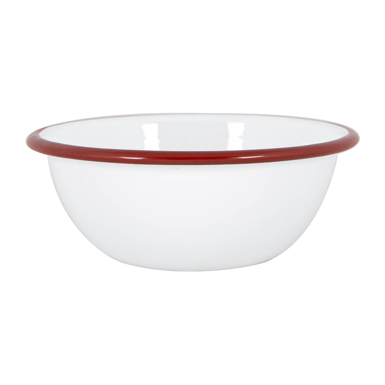 Argon Tableware White Enamel Bowl - 16cm - Red