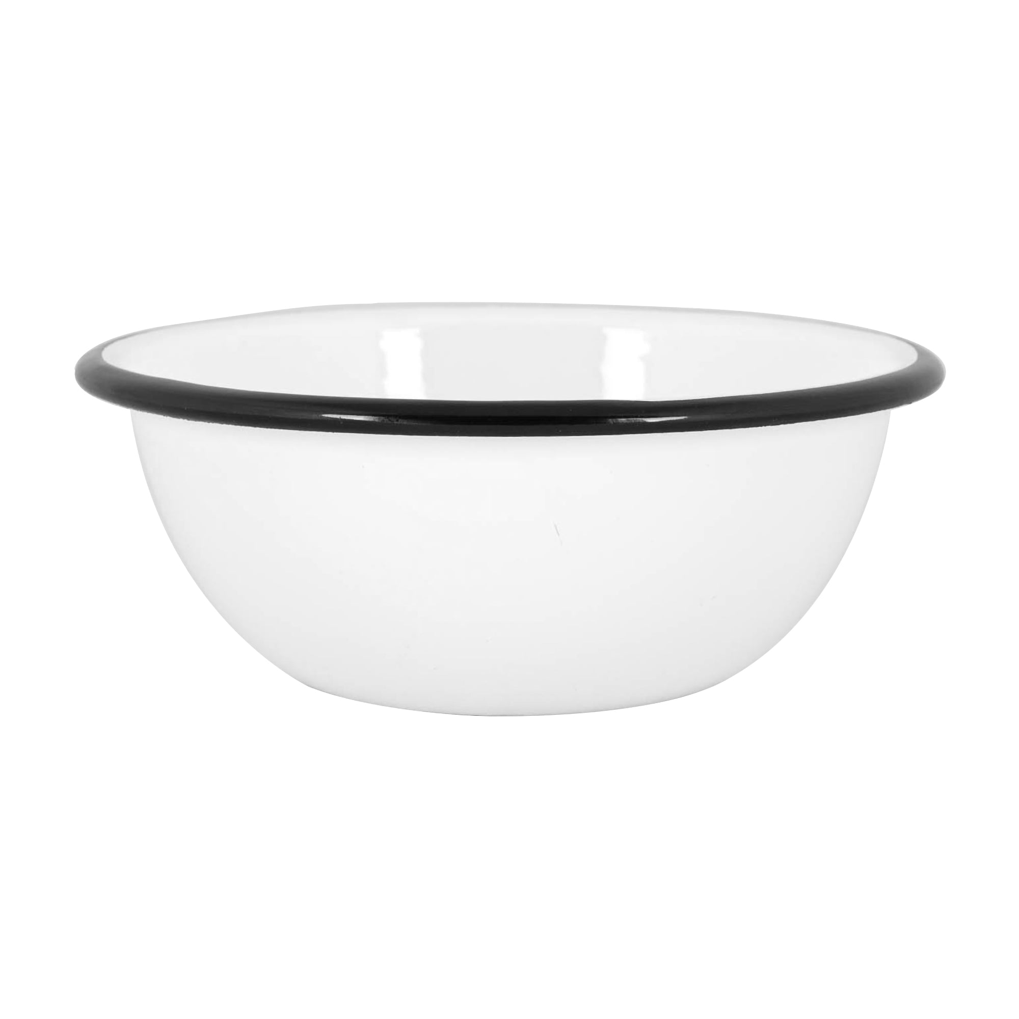 Argon Tableware White Enamel Bowl - 16cm - Black