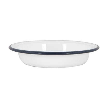 Argon Tableware White Enamel Deep Bowl - 19cm - Navy