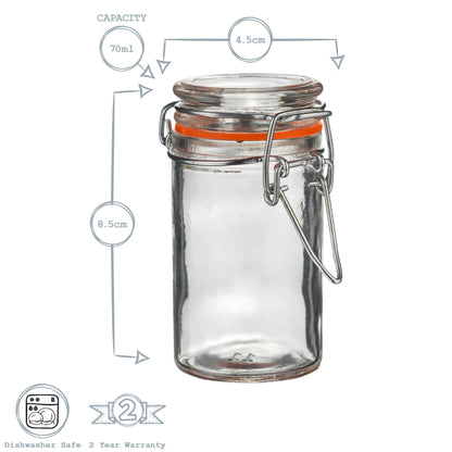 Glass Storage Jar - 70ml - Clear Seal