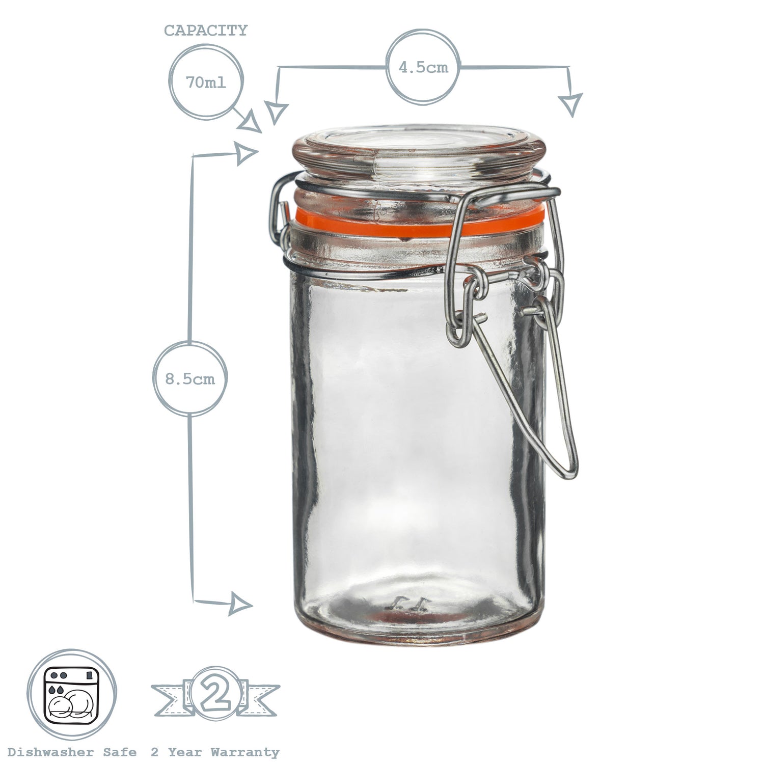 Glass Storage Jar - 70ml - White Seal