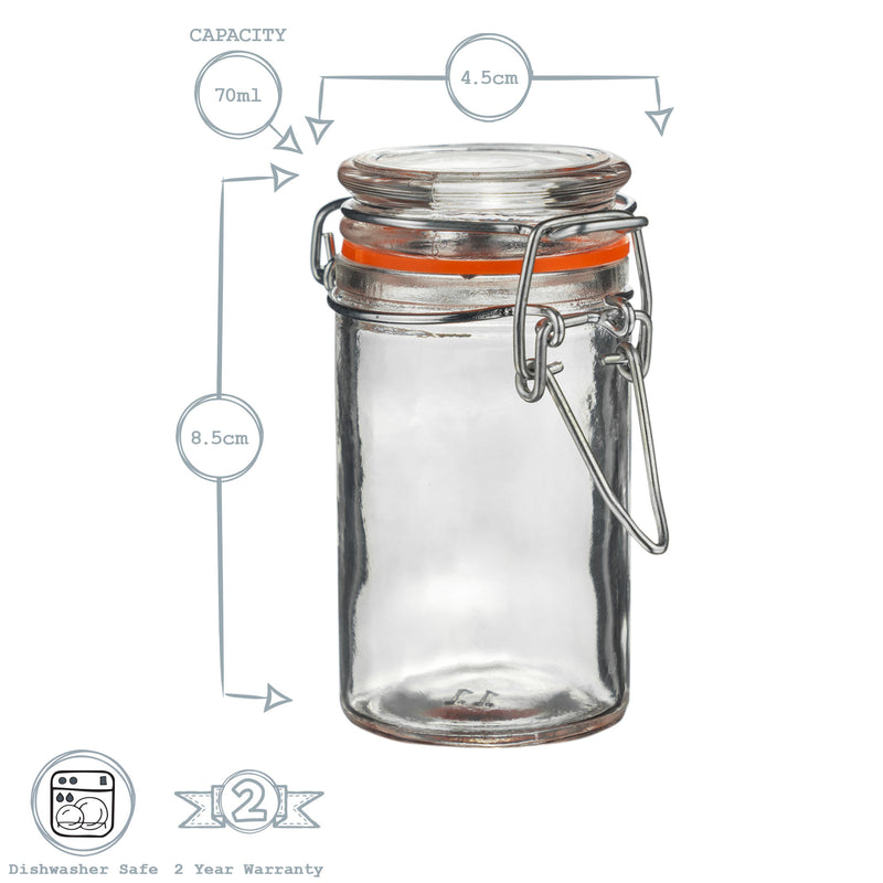 Argon Tableware Glass Storage Jar - 70ml - Clear Seal