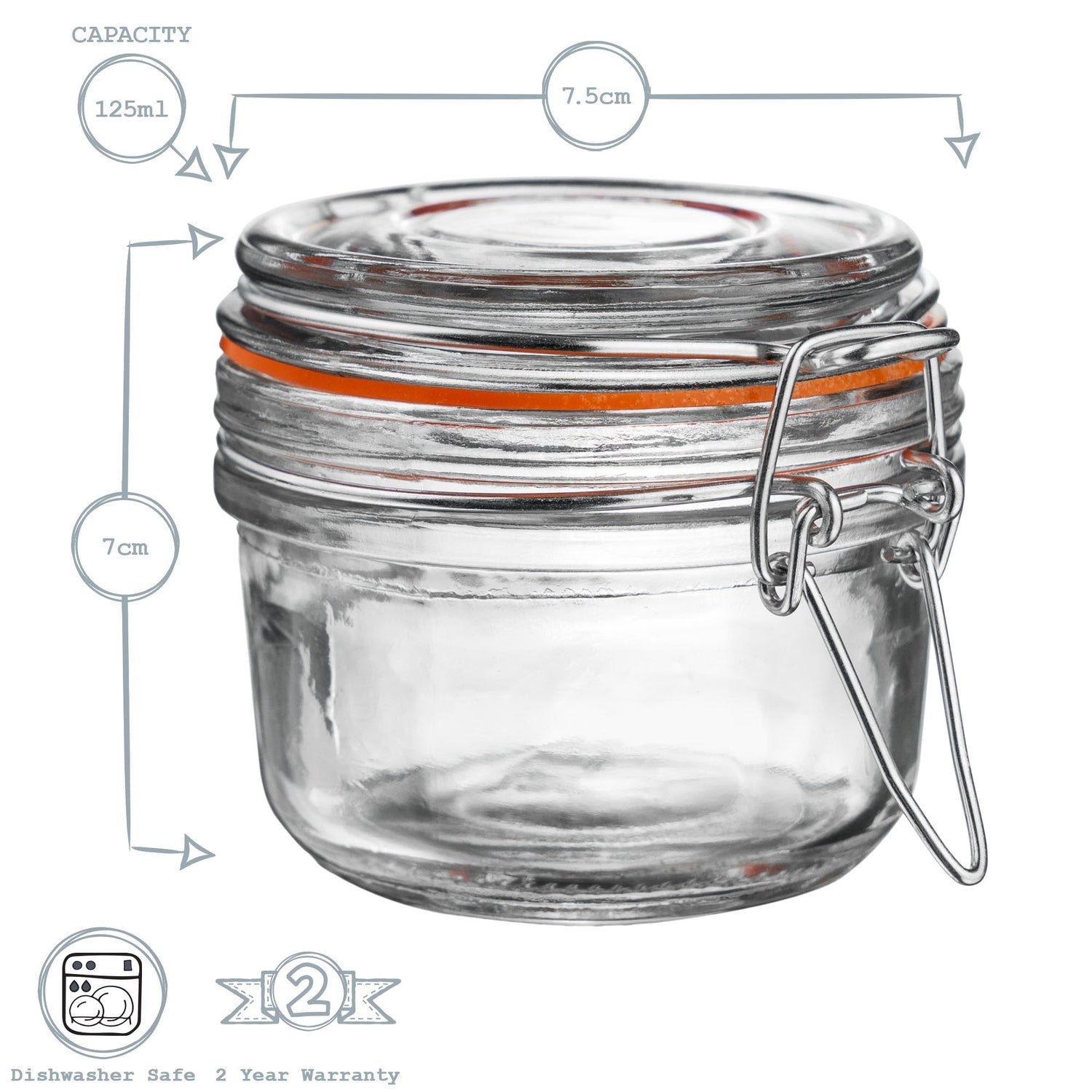 Glass Storage Jar - 125ml - White Seal