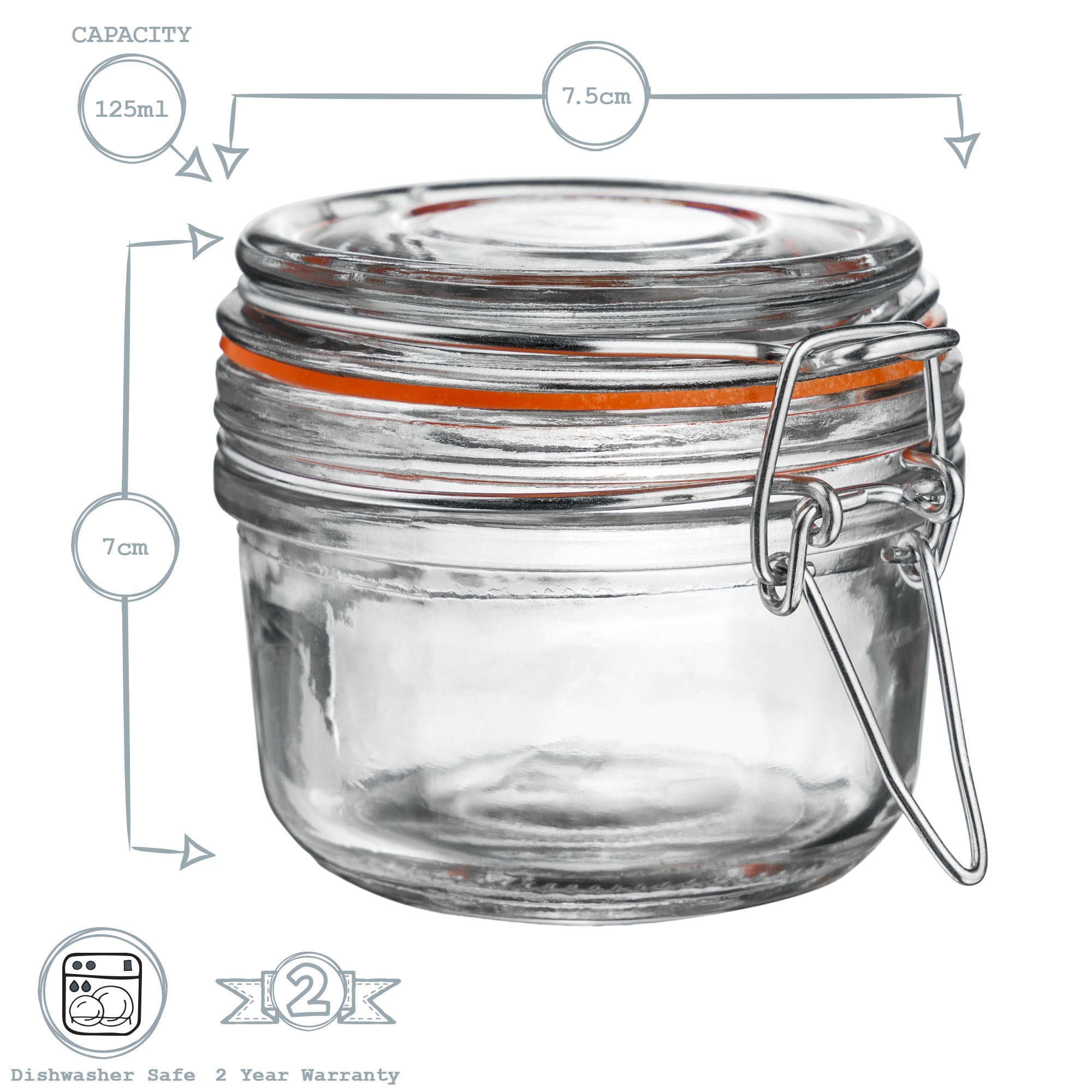 Glass Storage Jar - 125ml - White Seal