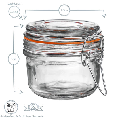 Glass Storage Jar - 125ml - White Seal