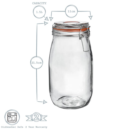 Glass Storage Jar - 1.5L - White Seal