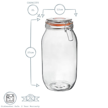 Glass Storage Jar - 2 Litre - White Seal