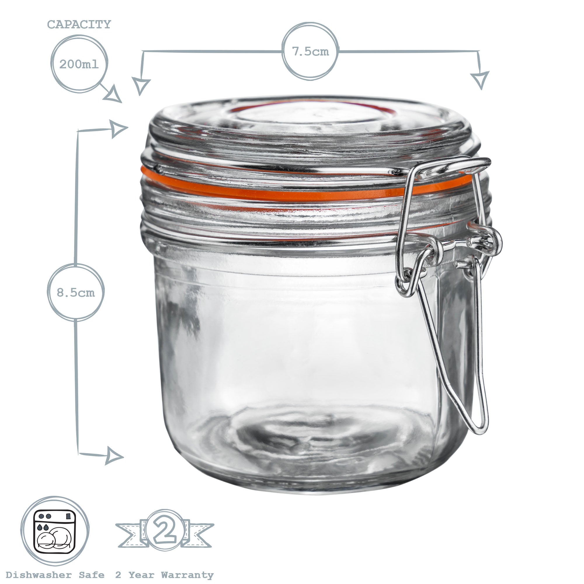 Glass Storage Jar - 200ml - White Seal