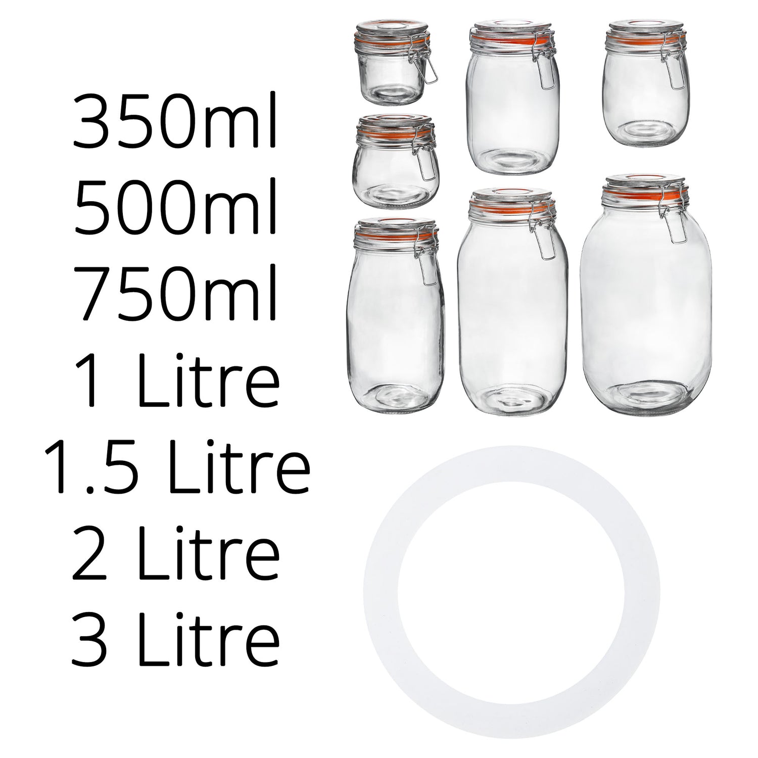 Glass Storage Jar - 1 Litre - Clear Seal