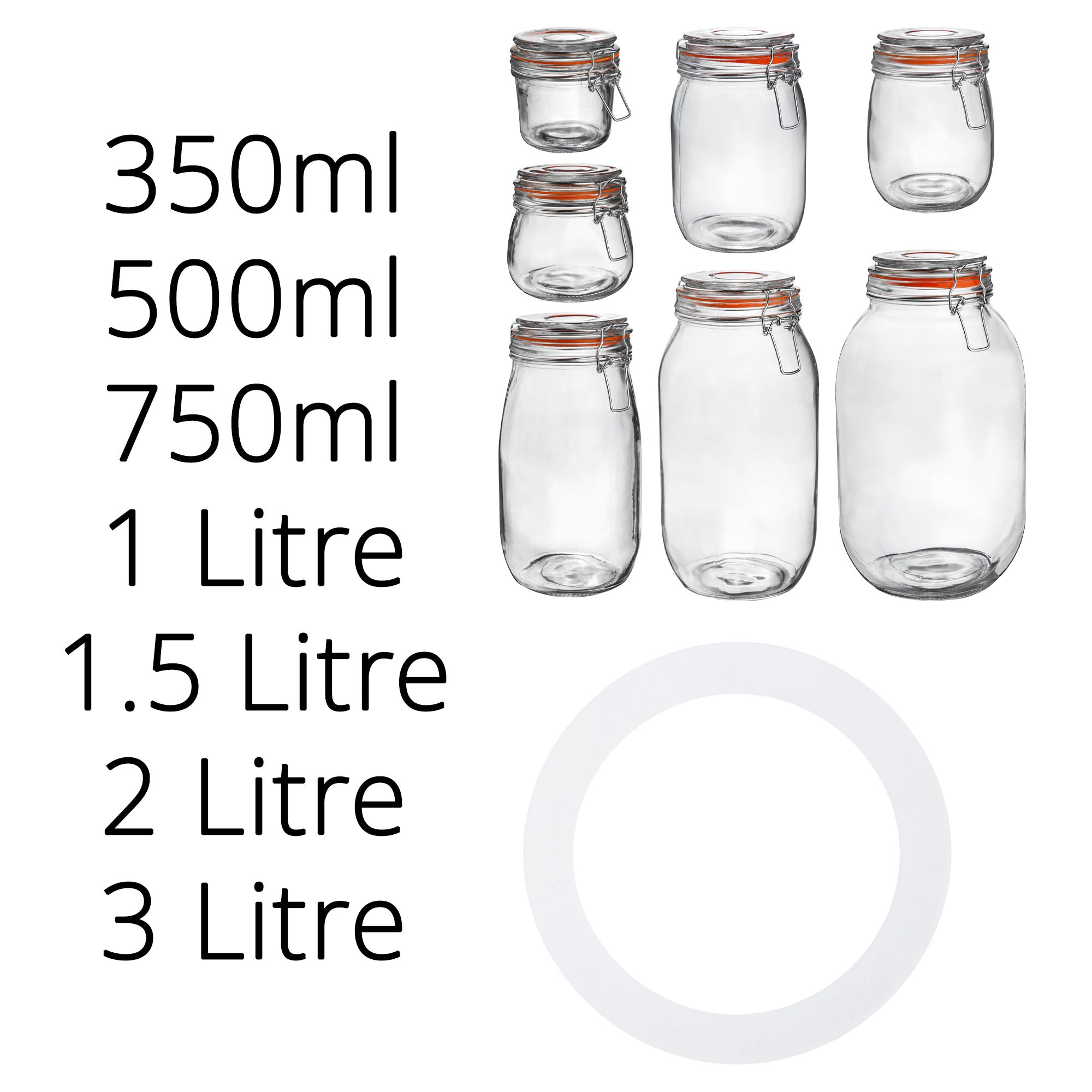 Glass Storage Jar - 1 Litre - Clear Seal