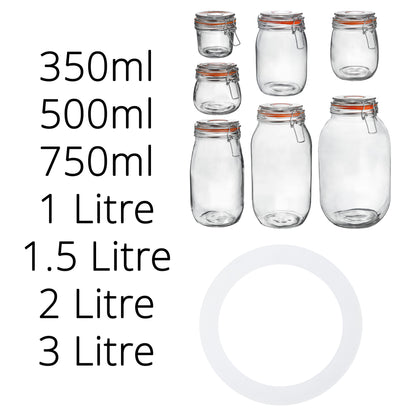 Glass Storage Jar - 1 Litre - Clear Seal