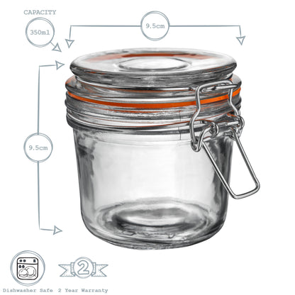 Glass Storage Jar - 350ml - Orange Seal