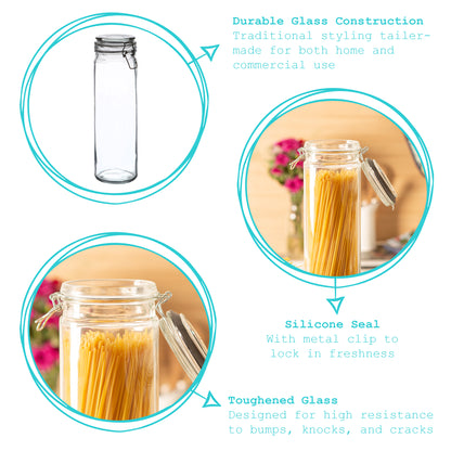 Glass Spaghetti Jar - 2 Litre - Black Seal