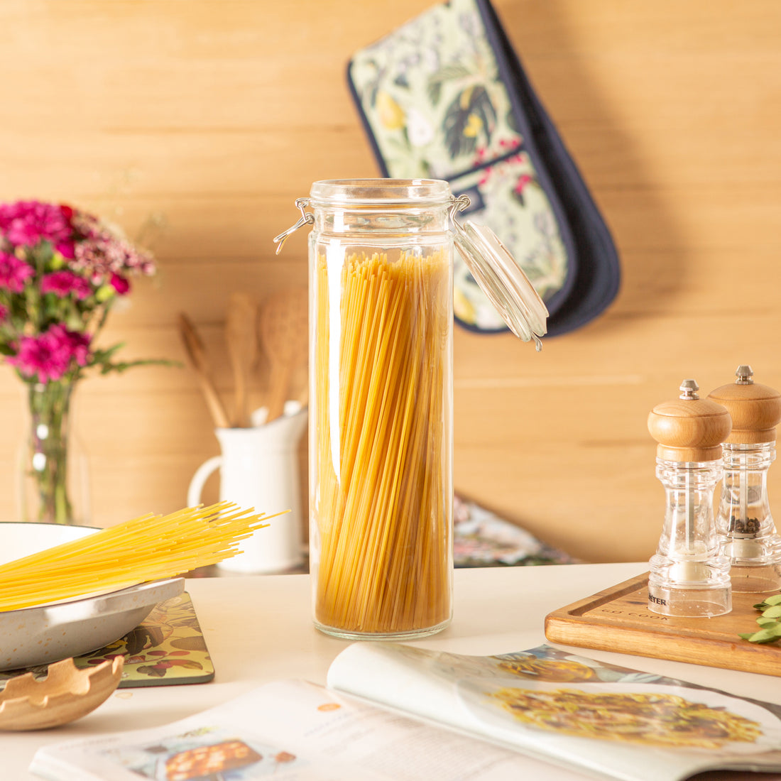 Glass Spaghetti Jar - 2 Litre - White Seal