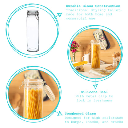 Glass Spaghetti Jar - 2 Litre - White Seal