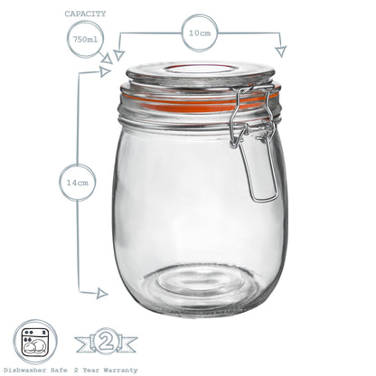 Glass Storage Jar - 750ml - Clear Seal