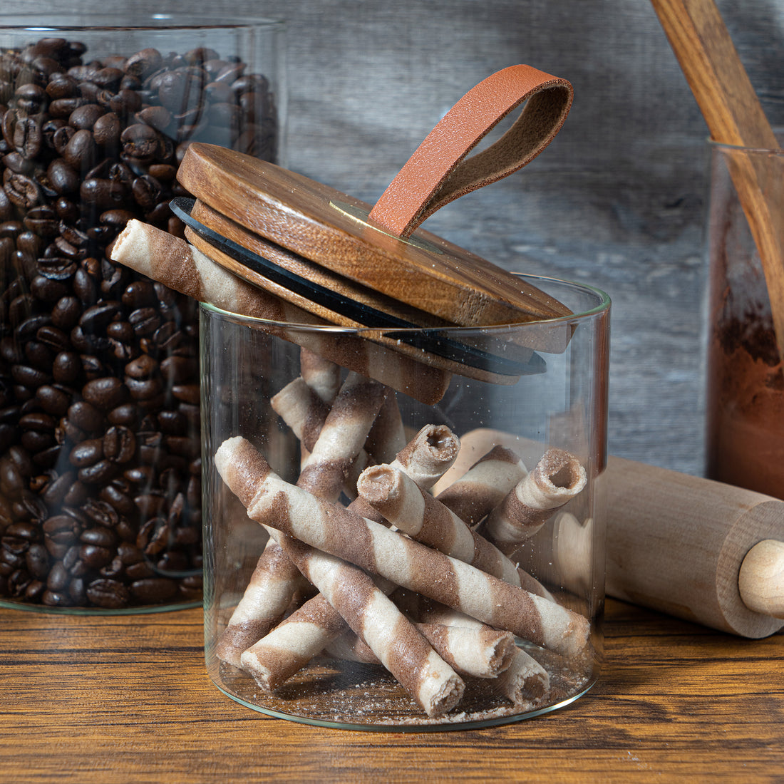 Glass Jar Lid - Leather Loop