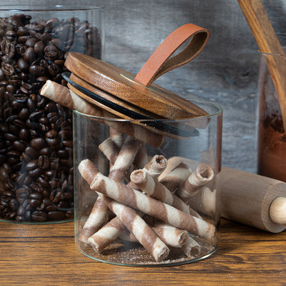 Glass Jar Lid - Leather Loop