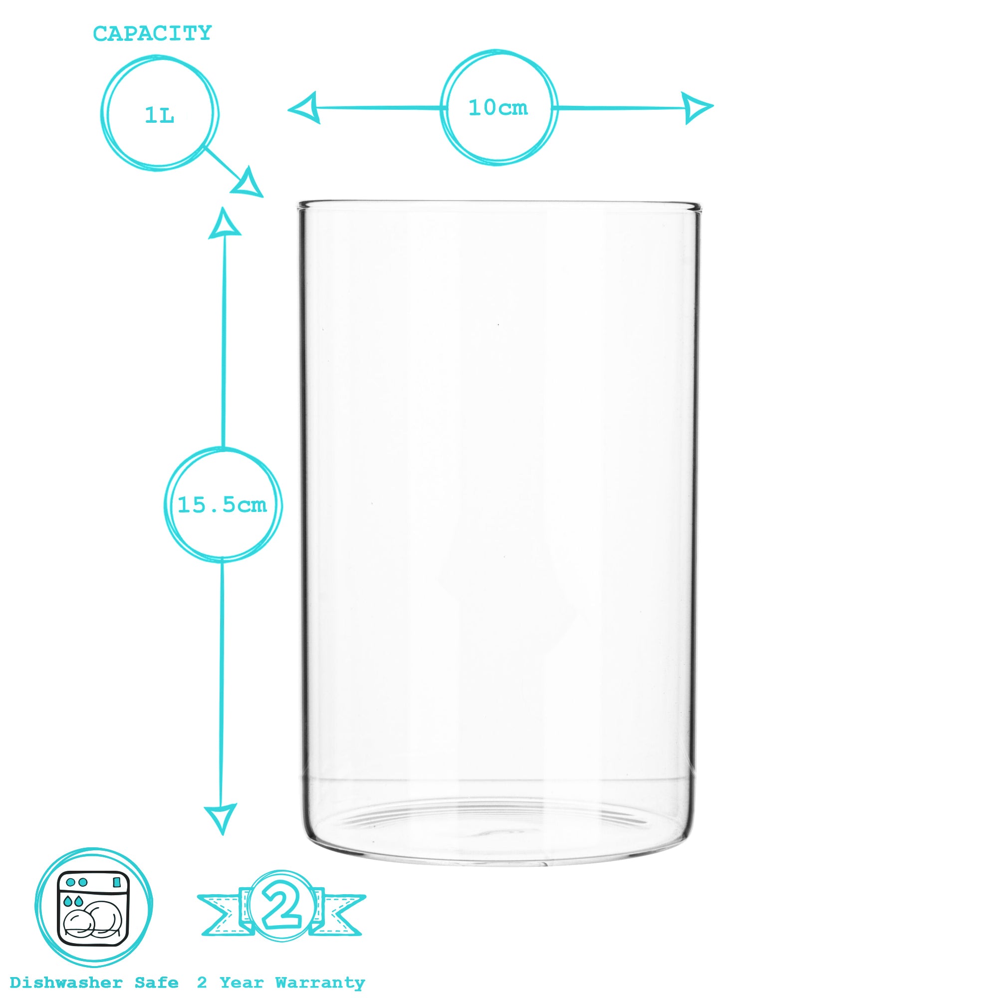 Glass Storage Jar with Metal Lid - 1 Litre - Silver