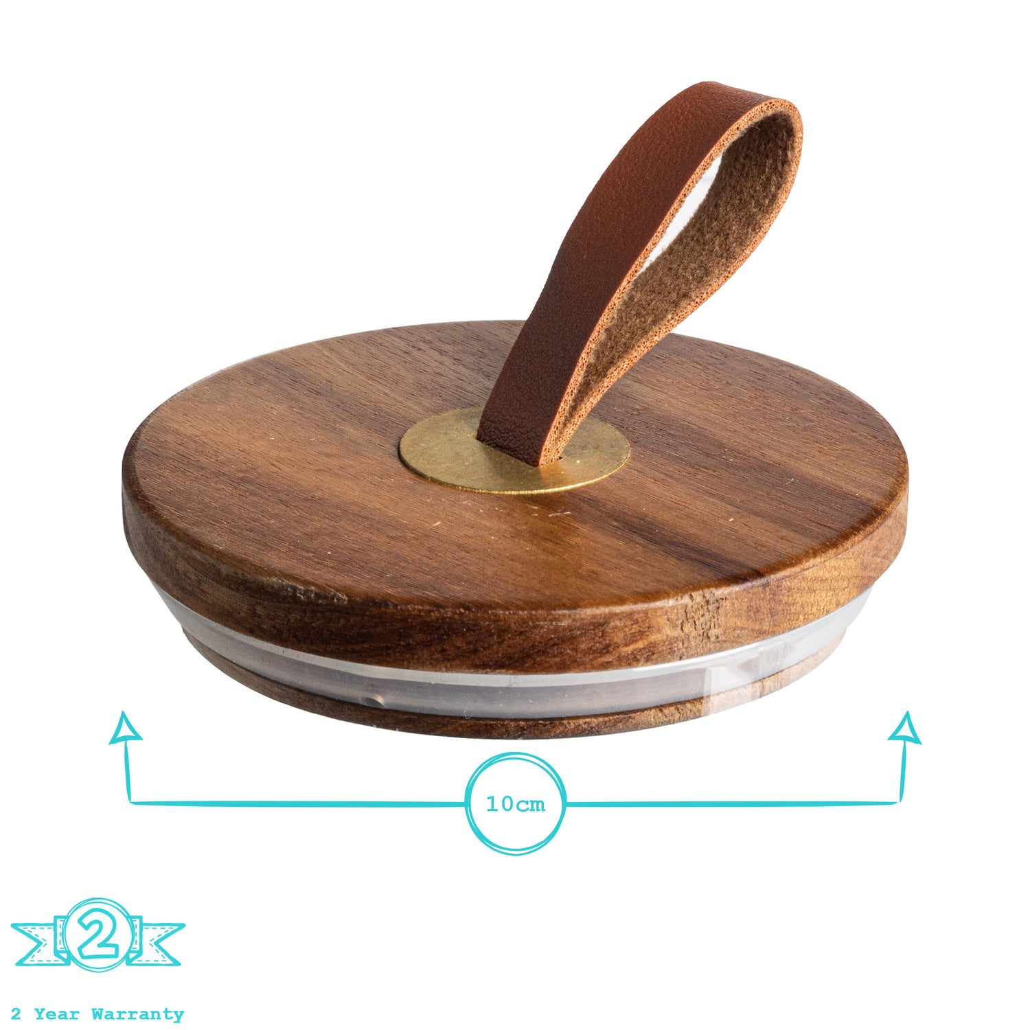 Glass Storage Jar with Wooden Lid - Leather Loop - 1 Litre
