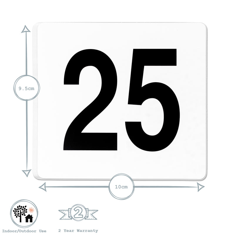 Argon Tableware Table Number Plastic Card Set - 1-25