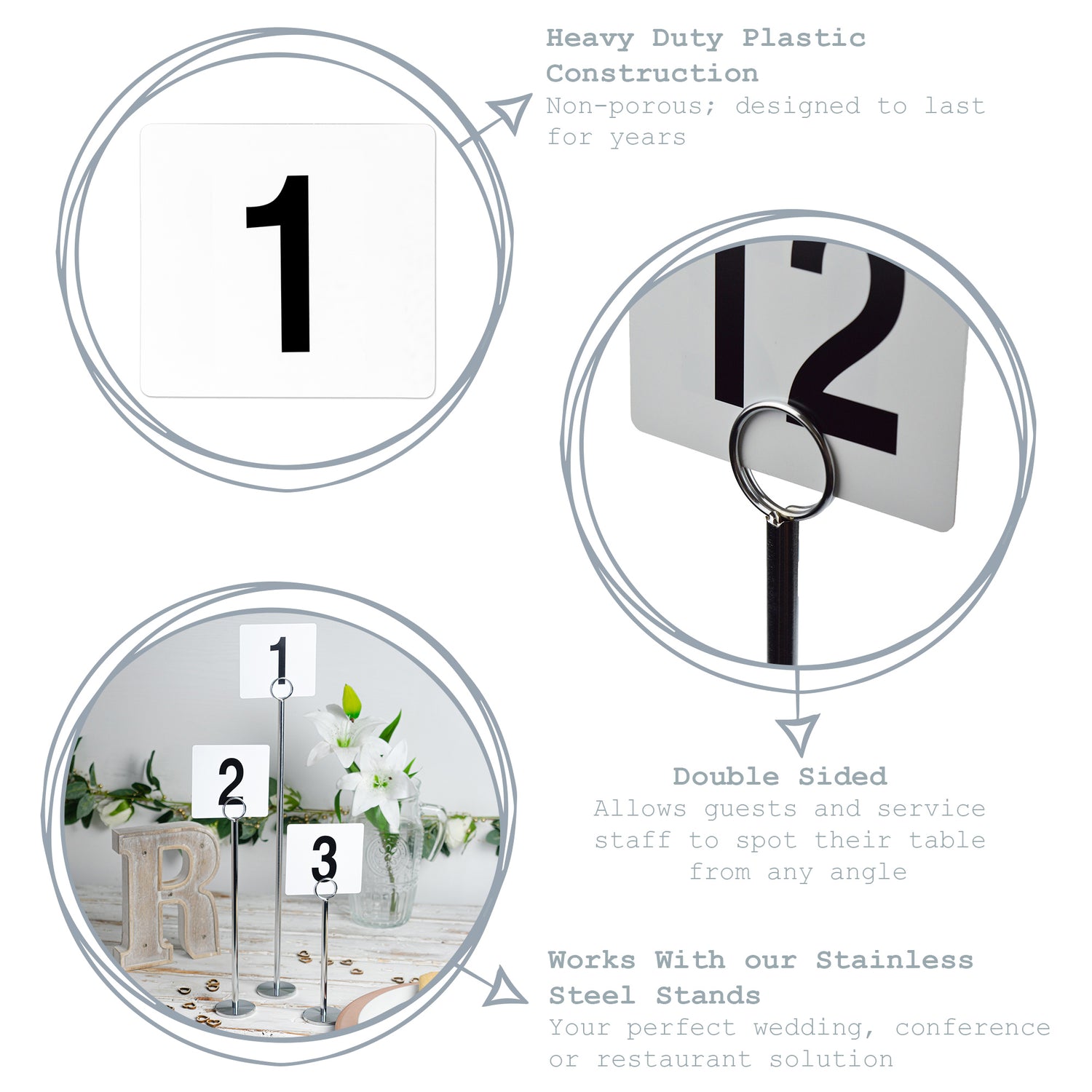 Table Number Plastic Card Set - 1-50