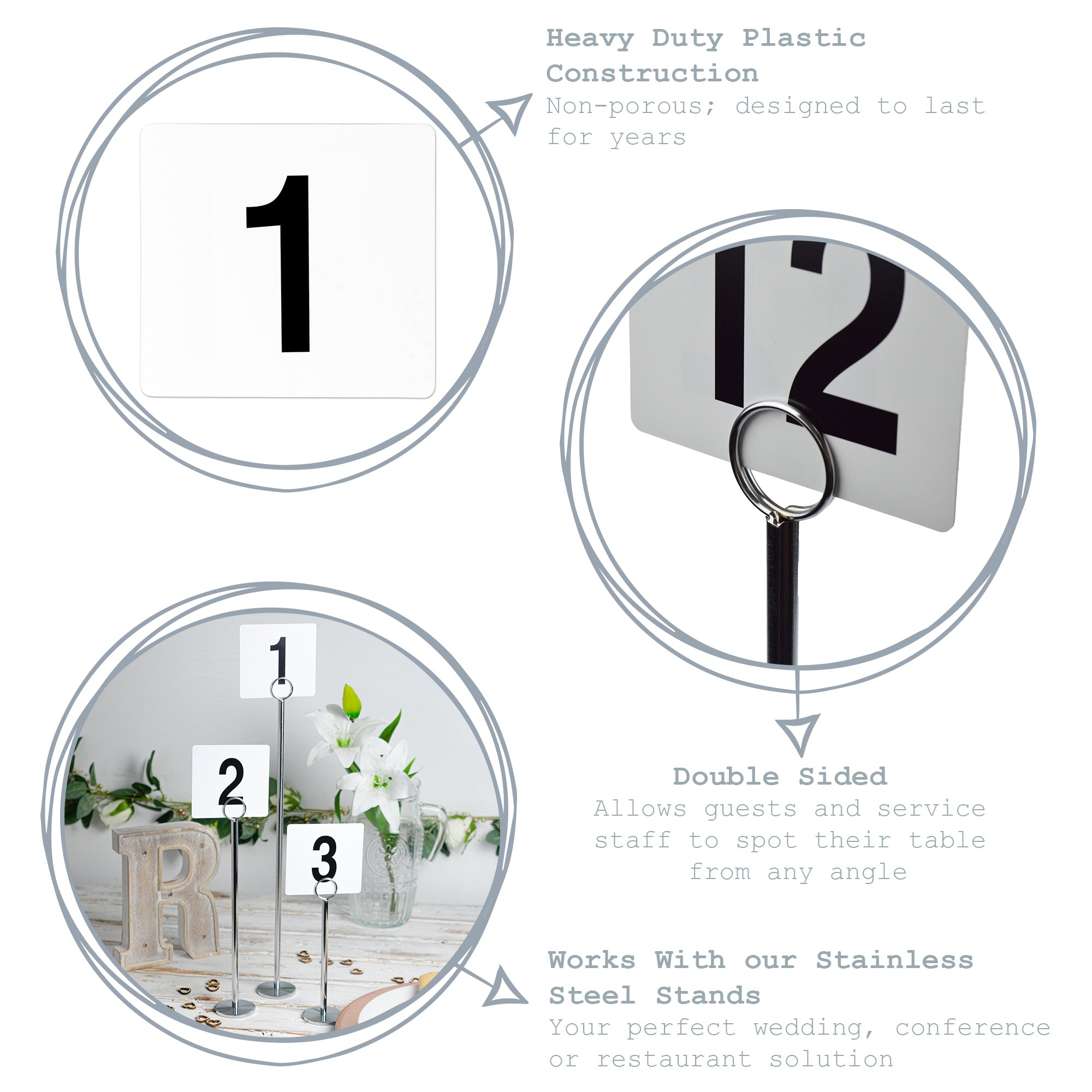 Table Number Plastic Card Set - 1-50