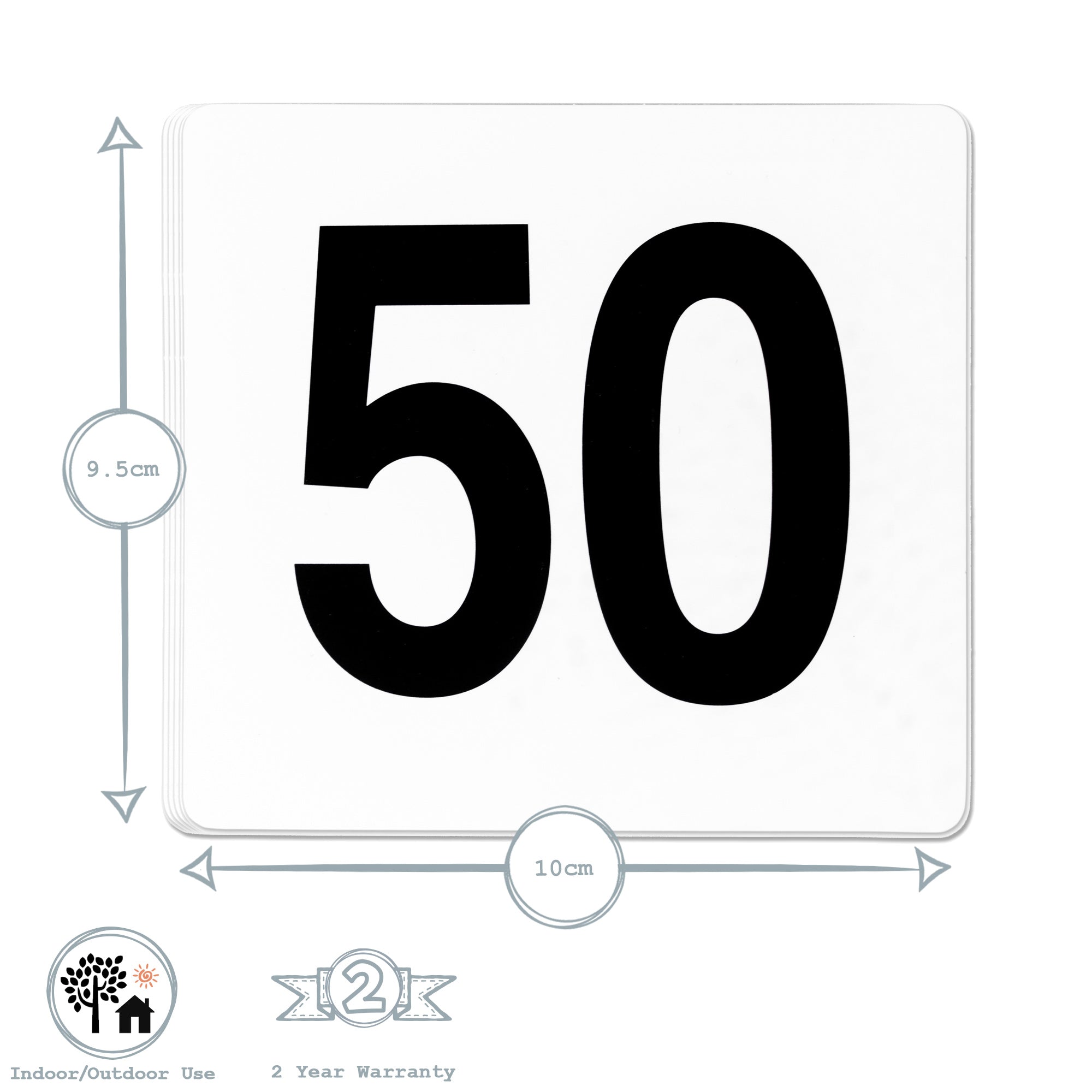 Table Number Plastic Card Set - 1-50
