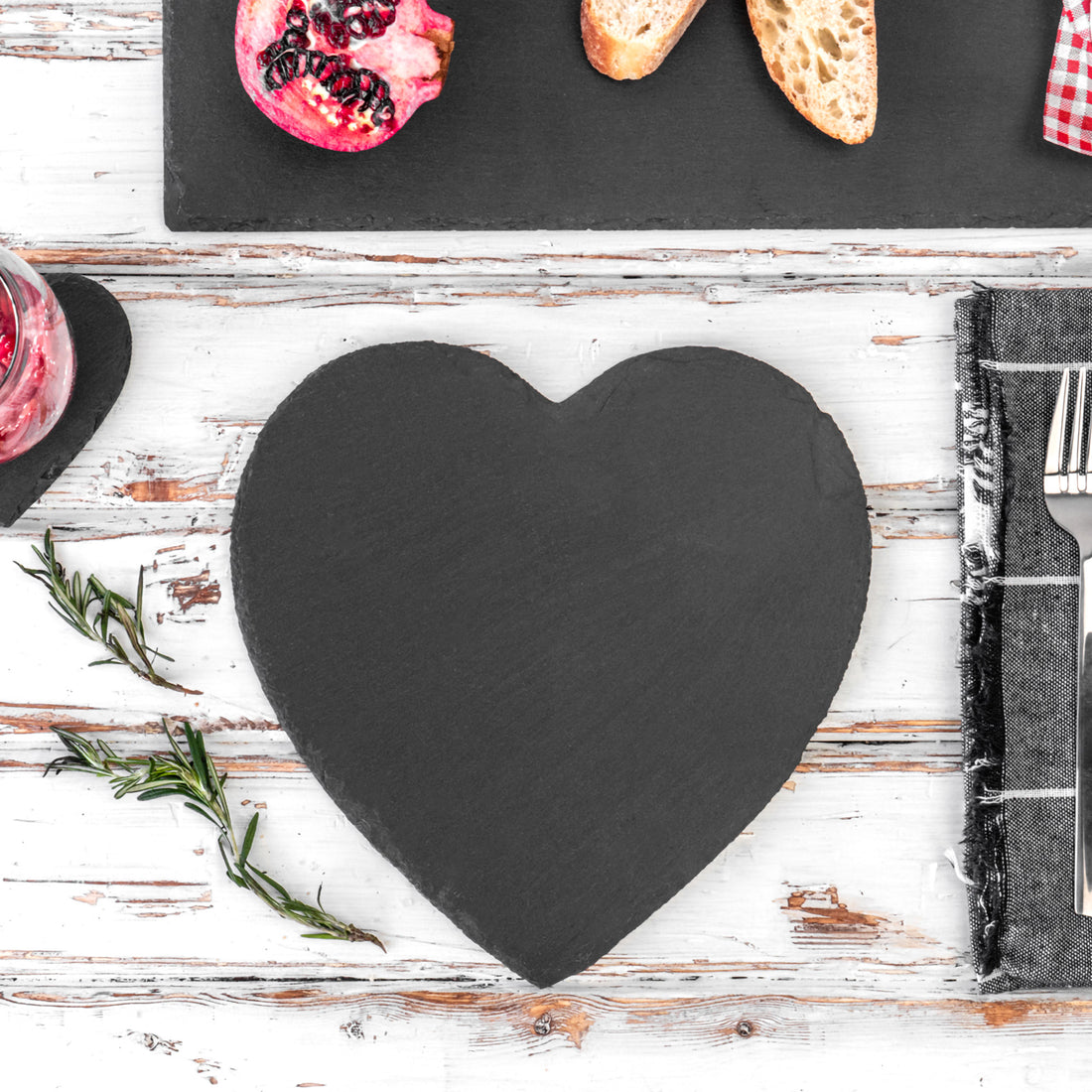 Heart Natural Slate Placemat - 25cm x 25cm