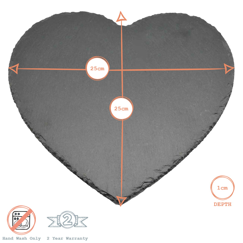 Argon Tableware Heart Natural Slate Placemat - 25cm x 25cm