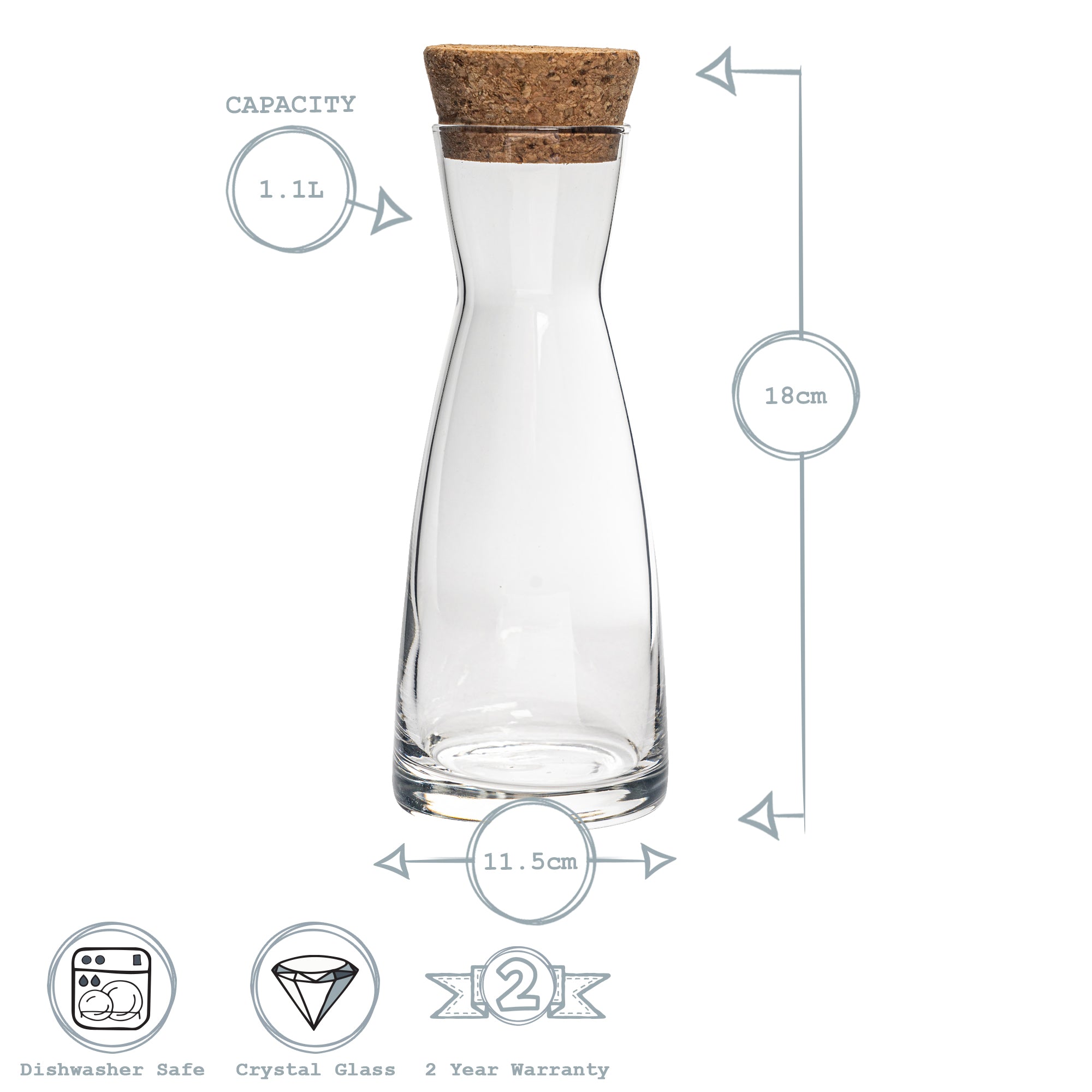 Ypsilon Carafe with Cork Lid - 1080ml
