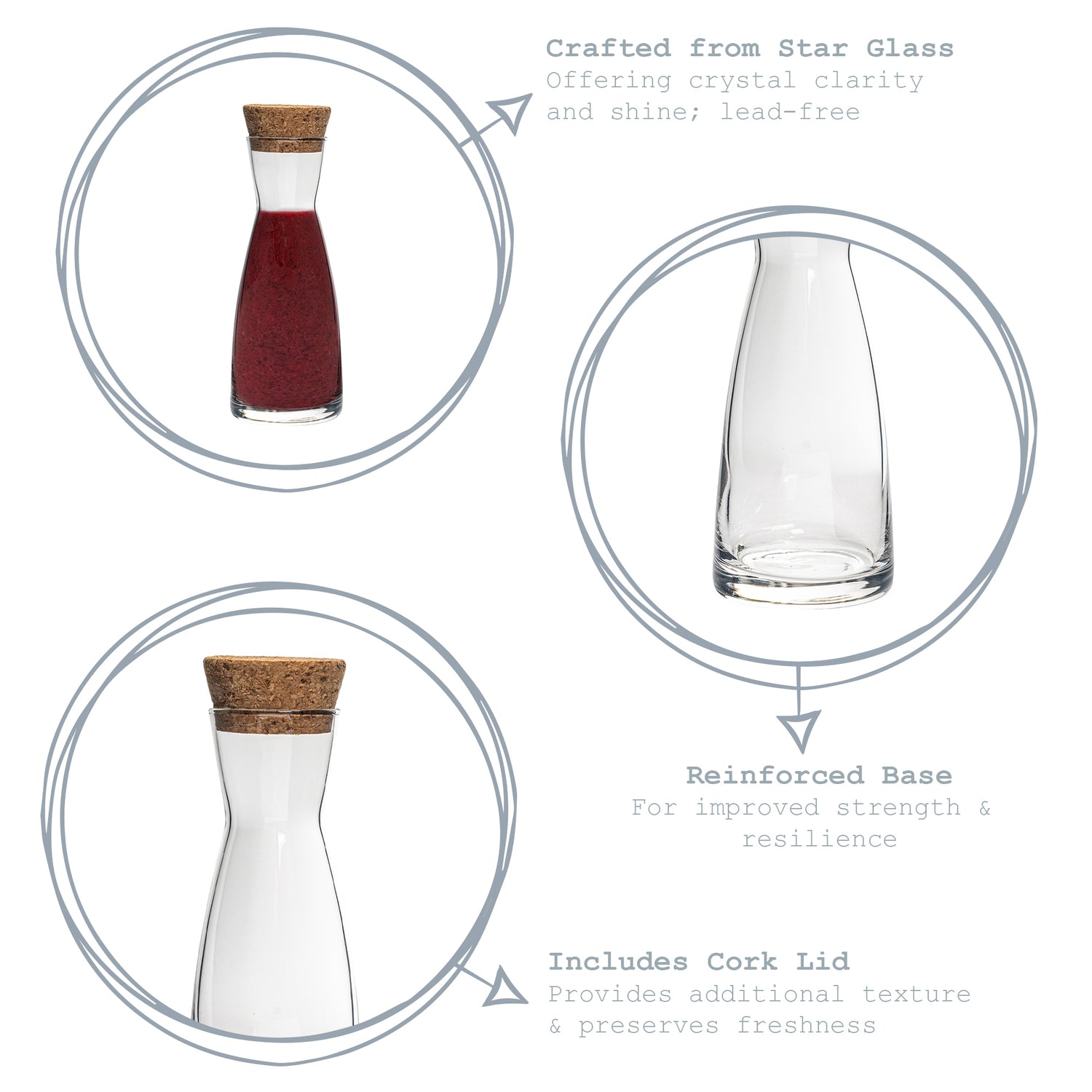Ypsilon Carafe with Cork Lid - 1080ml
