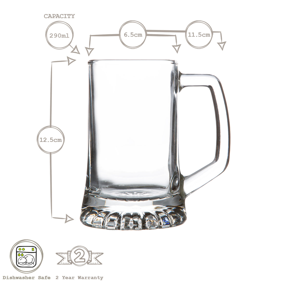 Stern Glass Beer Mug - 290ml