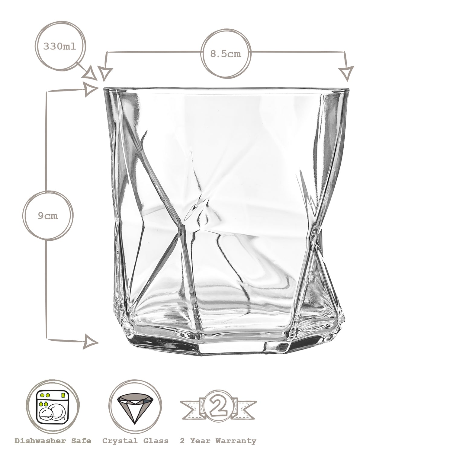 Cassiopea Whisky Tumbler - 330ml - Clear